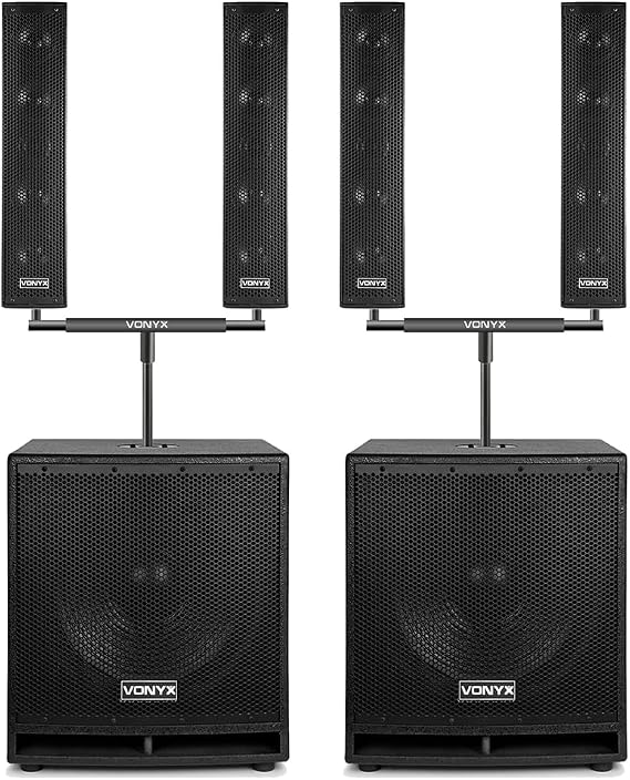 Vonyx VX880BT Column Array Speaker System 1000W Bluetooth PA Set - Dual Speaker Poles, Heavy-Duty Mounting Stands & Microphone with Cable Included
