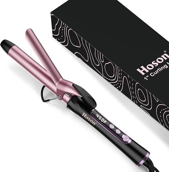 1 inch Curling Iron Dual Voltage 100-240V for Classic Curls,Rose Gold | Hair Curling Iron 1 inch Barrel,Professional Curling Wand Ceramic Tourmaline,225F-450F Fast Heating,Rose Gold