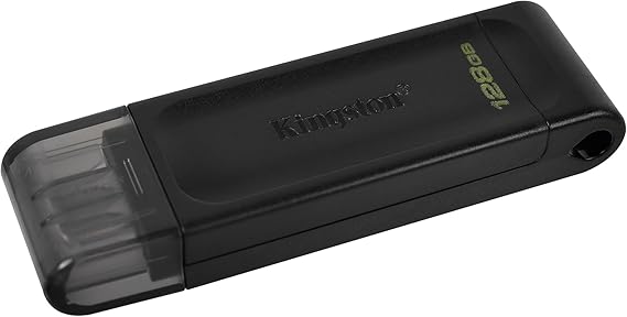 Kingston DataTraveler 70 128GB Portable and Lightweight USB-C flashdrive with USB 3.2 Gen 1 speeds DT70/128GB, Black