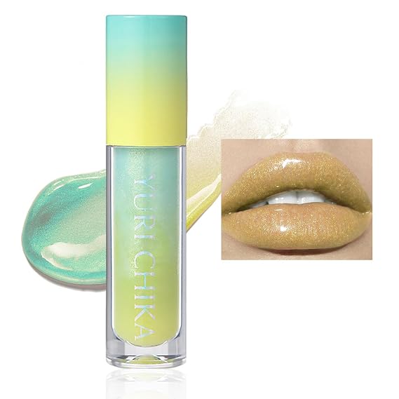 Glitter Lip Gloss,Moisturizing Lip Glow Oil Plumping Glimmer Glow Liquid lipstick,Clear Glitter Lip Gloss for Women(LG-005, 3.5ml)
