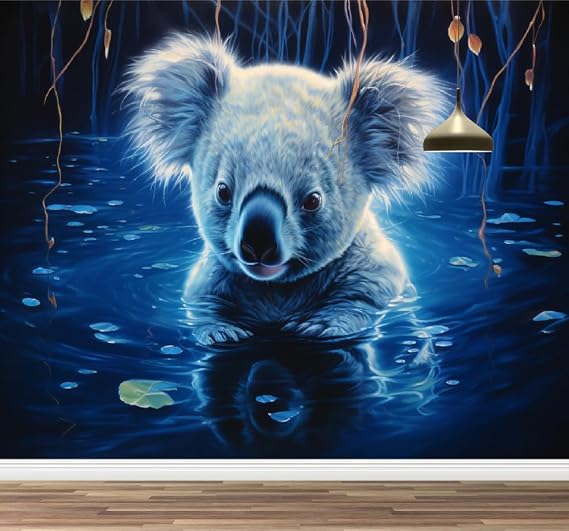 Wall Mural for Bedroom Wallpaper Koala Animal Wall Decals Waterproof Self-Adhesive Large Lake Reflection Poster Paper for Livingroom Kids Room TV Background 826x589cm
