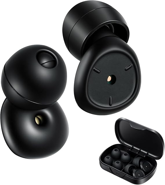 Ear Plugs for Sleep, 50dB Noise Cancelling Hearing Protection Earplugs with 3 Tips in S/M/L, Ultra-Soft Reusable Silicone Noise-Reducing Earplugs for Sleep, Travel, Concerts & Work (Black)
