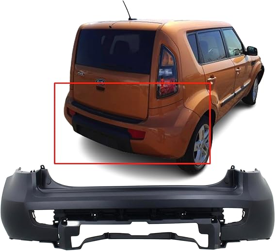 Compatible with Kia Soul 20102011 Rear Bumper Cover | Primed, Without License Plate Opening, Hatchback, Ready to Paint, OEM 866112K050, KI1100149