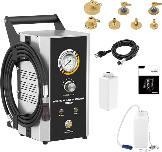 Electric Brake Bleeder Kit,One-Person Operation 110V Automotive Brake Fluid Oil Exchanger Machine,Brake Oil Fluid Extractor Pump,Standard & Fast Mode,One Button Fluid Exchange