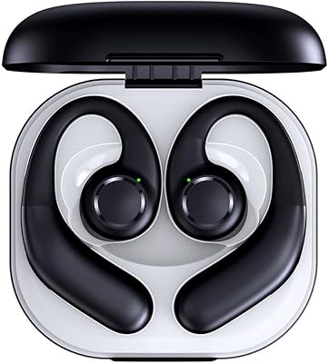JNXIKOU Open Ear Headphones Wireless Bluetooth 5.3 Air-Conduction On Ear Buds IPX5 Waterproof Earbuds for Sports,Mics Clear Call,Lightweight Design,Ergonomic Ear Hooks for SportsWorkoutRunning,Black