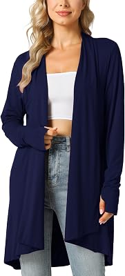 LazyCozy Womens Lightweight Long Sleeve Draped Cardigan Slouchy Open Front Cover Up Stretch Jersey Sweater