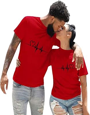 Couples Matching Shirts, Matching T Shirts for Couples Short Sleeve Funny Graphic Shirts Breathable His and Her Blouse Tee