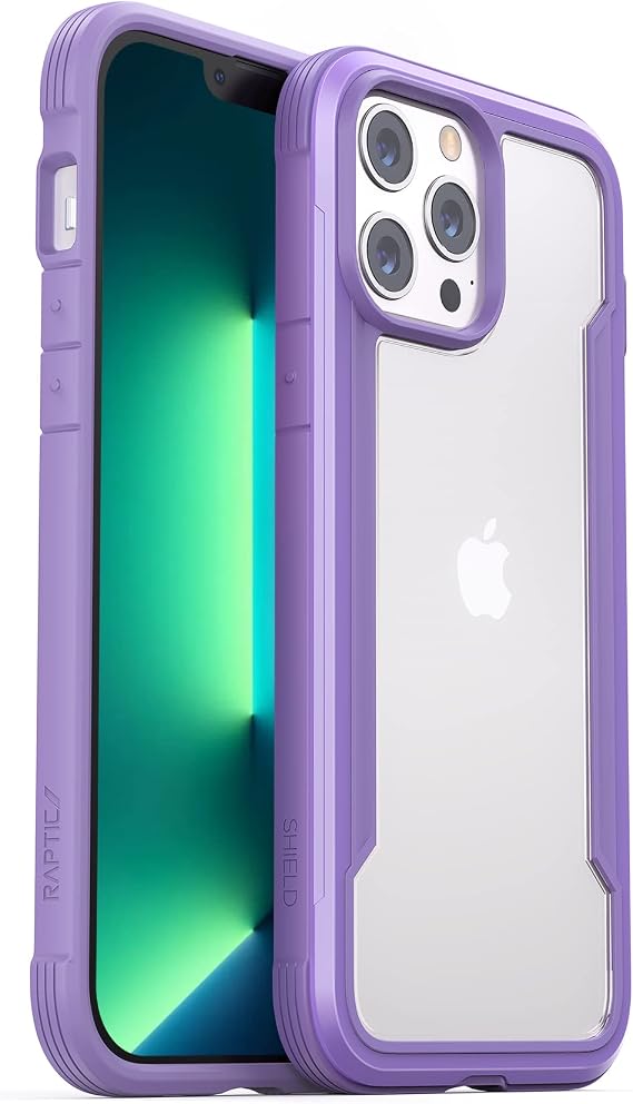 RAPTIC Shield for iPhone 13 Pro, Shockproof Protective Clear Case, Military 10ft Drop Tested, Durable Aluminum Frame, Anti-Yellowing Technology Case for iPhone 13 Pro, Purple