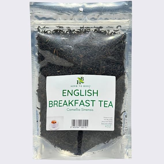 Herb To Body English Breakfast Tea - Camellia sinensis, Loose Leaf Tea for Brewing, Blends & Traditional Tea Enjoyment, Wildcrafted, 4 Oz