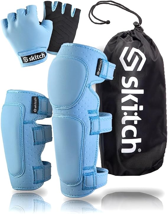 Skateboard Protective Safety Gear Set for Kids and Teens | Premium Lycra Sport Knee Pads + Elbow Pads + Wrist Guards + Carry Bag Scooter Roller Skate Inline Skating Rollerblading