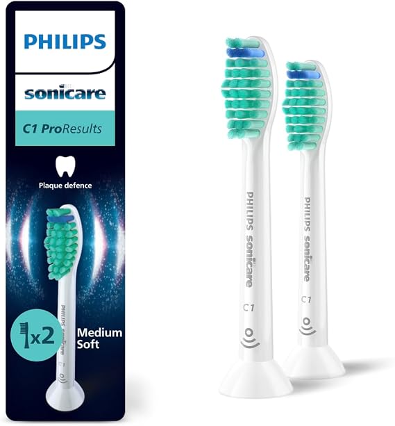 Philips Sonicare ProResult Yedek Diş Fırçası Başlığı, 2 Kat Daha Fazla Plak Temizliği, Orta Yumuşak Fırça Başlığı, 2’li Paket, Beyaz, HX6012/87