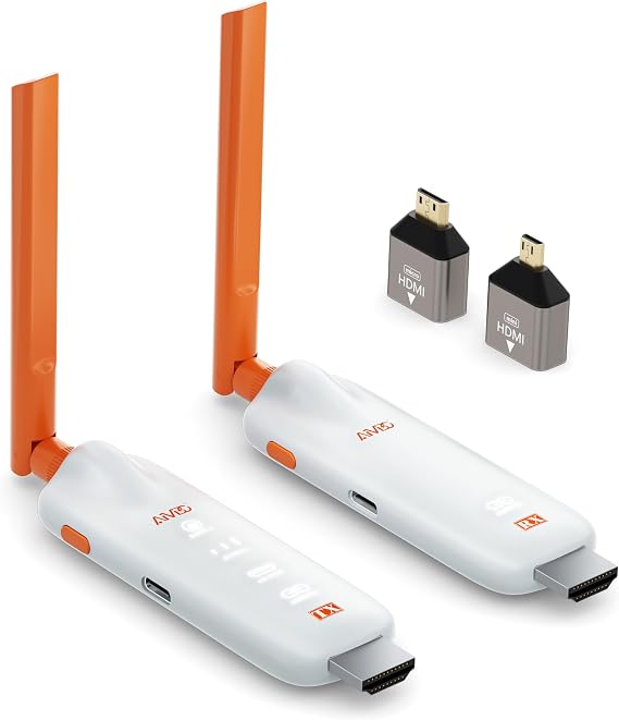 2026 Wireless HDMI Transmitter and Receiver 5.8G - Bis zu 6 RXs Kabellos Sender Empfänger mit LED-Anzeige HDMI Funkübertragung 4K-Dekodierung von Laptop/TV Box/Kamera zu TV/Monitor/Beamer