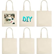 ORJ 15 x 16 Inch Blank Canvas Tote Bags for Sublimation, DIY Customization Blank Polyester Tote Bags Reusable Shopping Bags