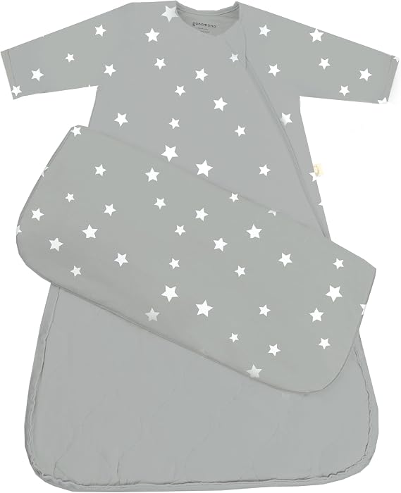 GUNAMUNA Long-Sleeve Sleep Sack for Babies, Wearable Sleep Bags, Soft Rayon, 1.0 TOG, Essentials for Newborns