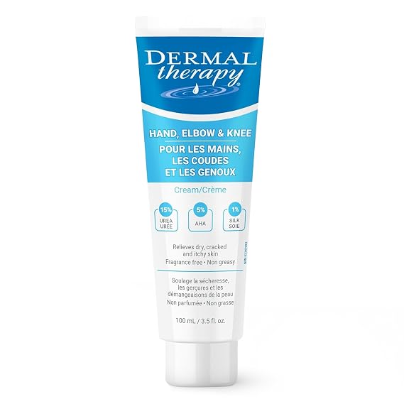 Dermal Therapy Hand Elbow & Knee Cream with 15% Urea & 6% AHA - Deeply Hydrates & Exfoliates Dry, Cracked Skin on Hands, Elbows & Knees - Fragrance-Free, Non-Greasy - 3.5 fl oz / 100 ml