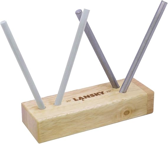 Lansky TB-2D2C Diamond-Ceramic Four Rod Turn Box Sharpening System, Natural | 2 preset angles, 400-grit diamond rods, 1000-grit ceramic rods, Internal rod storage