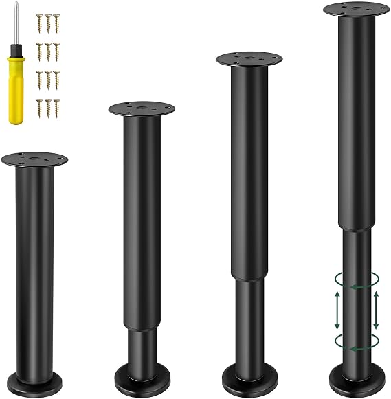 JiGiU 4PCs Furniture Leg 25-42cm Adjustable Furniture Legs