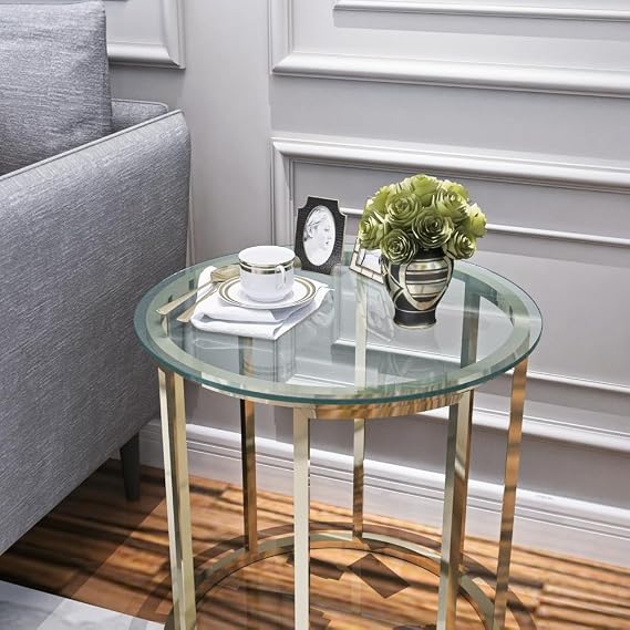 Round Tempered Glass Table Top Clear Glass 1/4" Inch Thick Flat Polished Edge (Transparent + Glass + 20")