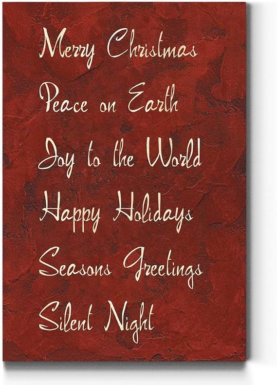 WEXFORD HOME Christmas Text on Red Word Art Wall Art, Festive Winter Decorations, Timeless Holiday Decor, Premium Gallery Wrapped Canvas Decor, Ready to Hang, 24 in H x 36 in W, Made in America