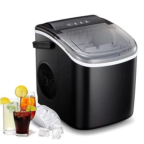 Countertop Ice Maker Machine, Portable Ice Makers Countertop, 9 Bullet Ice Cubes Ready in 6 Mins, 26lbs/24H Bullet Ice with Basket and Scoop, for Home/Kitchen/Camping/RV