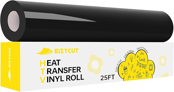HTV Heat Transfer Vinyl, Black, 12" x 25FT