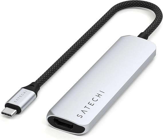 Satechi 4-in-1 USB-C Hub, 4K/60Hz HDMI, 100W PD Charging, Silver | USB hub, 100W PD Charging, 2X USB-A Data Ports, for MacBook Air/Pro/Neo, iPad Air/Pro, Windows