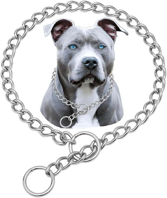 Dog Choker Collar, 304 Choke Collar for Dogs Metal Slip Chew Proof, M