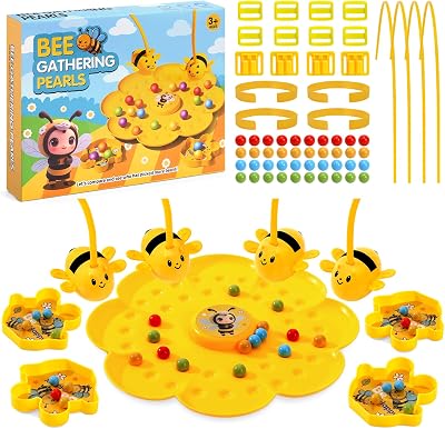 4 PCS Magnetic Bee Headband Game, Busy Buzy Bee Catcher Game, Colorful Multifunctional Magnetic Bees Toy String Games, Outdoor Backyard Fun for Kids