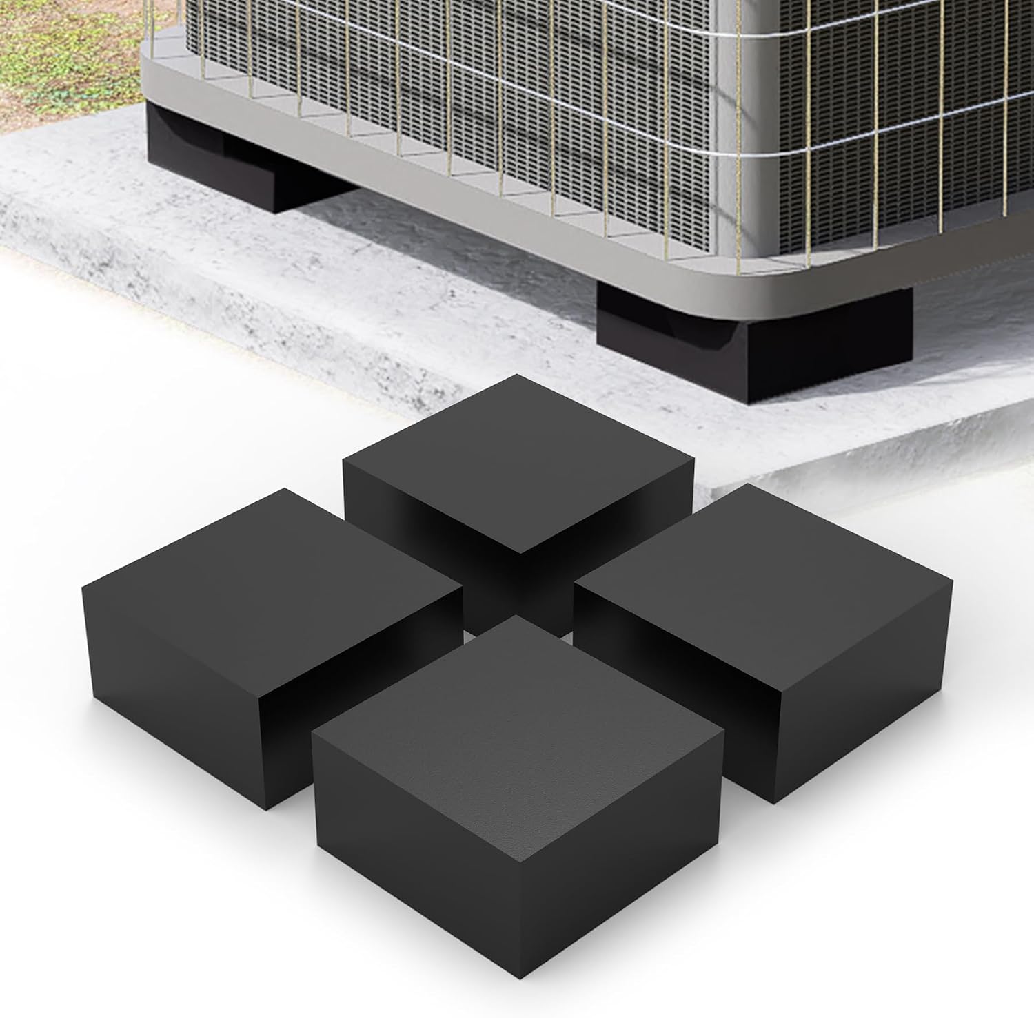 4 Pack Rubber Anti Vibration Pads, 4 X 4 X 2 Non-Slip Vibration Isolation Pads for Central Air Conditioner Outdoor Unit, HVAC, Air Compressor, Lift the Unit Off Ground