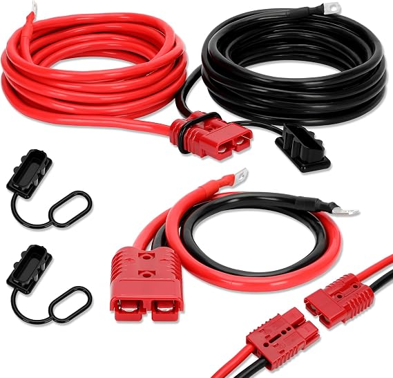 24FT Quick Disconnect Winch Power Cable, 4 Gauge 4 AWG Copper Wiring, Heavy Duty Quick Disconnect Cables with Quick Connect Plugs, for a Wide Range of Winching Applications