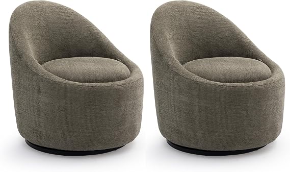 COLAMY Chenille Fabric 360 Swivel Accent Chair Set of 2, Green