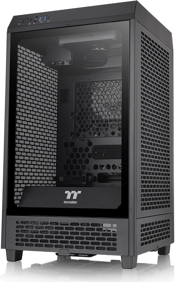Thermaltake Tower 200 Mini-ITX Computer Case; CT140 Fan with 2x140mm ; Supports GPU Length up to 380mm; CA-1X9-00S1WN-00; Black