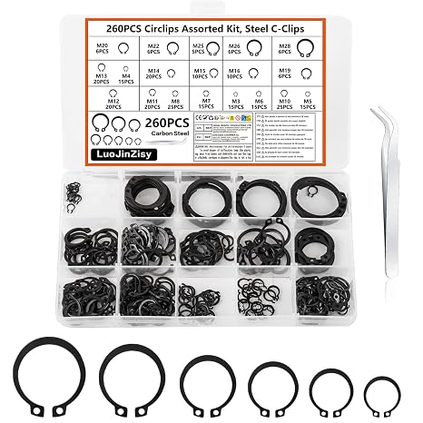 260 Pcs Circlip Assortment Kit, Split Washers, M3-M28