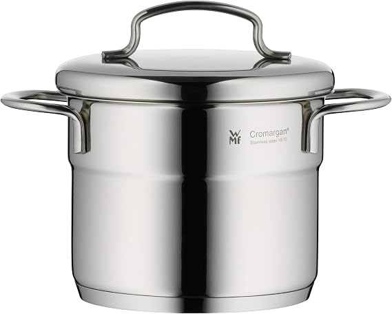 WMF 712776040 cookware 12 cm approx. 1l Mini stackable pouring rim metal lid Cromargan stainless steel brushed suitable for all stove tops including induction dishwasher-safe