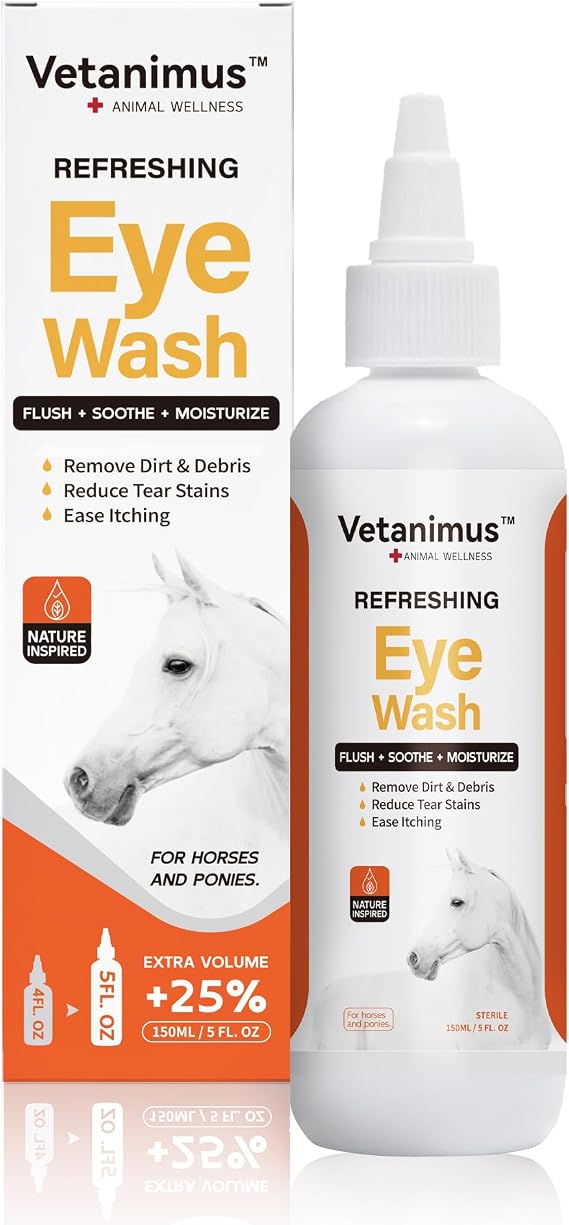 Eye Wash 150ml/5 fl.oz for Horses and Ponies Flush Soothe and Moisturize Alleviates Tear Staining