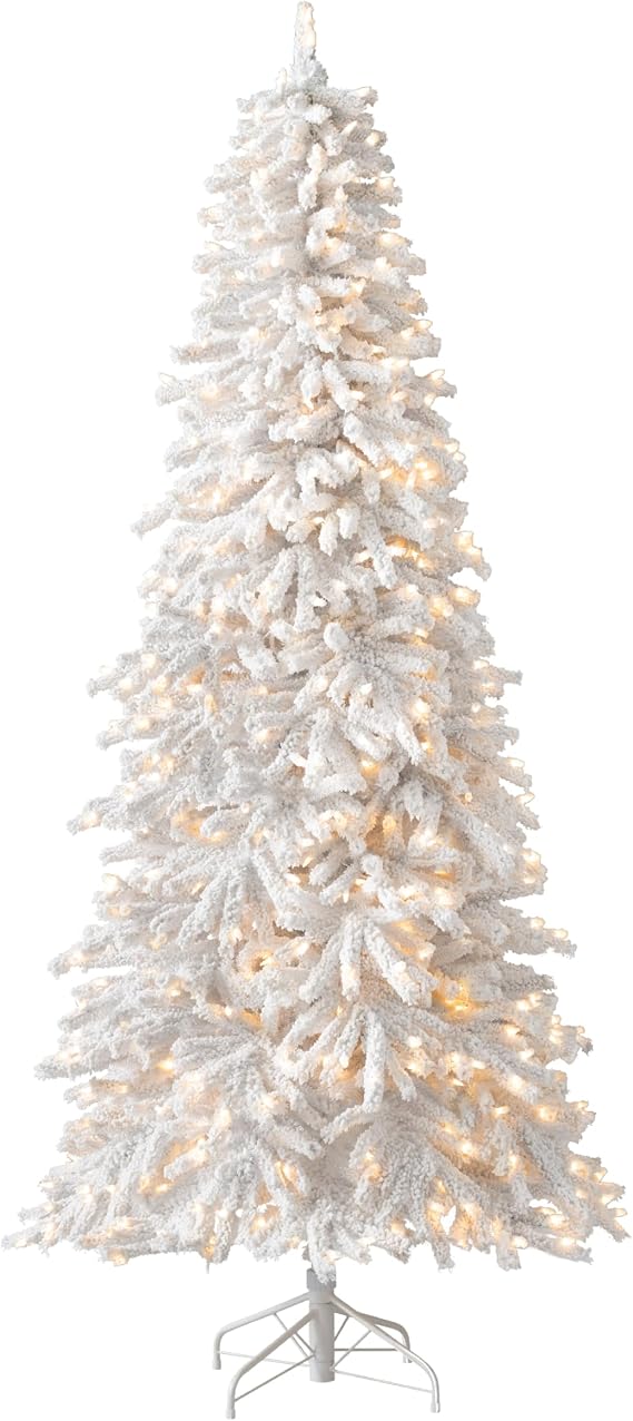 Treetopia Frozen Fir - Artificial Indoor Christmas Tree, Prelit with LED Clear Lights, Hinged Branches, Holiday Decor, 6ft