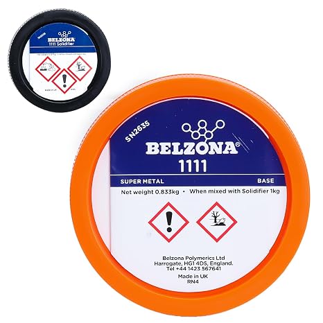 Belzona 1111 Super Metal Epoxy Composite Kit - 1kg for Metal Repair, Pipe, Tank, Pump, Silicone Steel Alloy - Solvent Free, High Strength, Long Lasting Protection