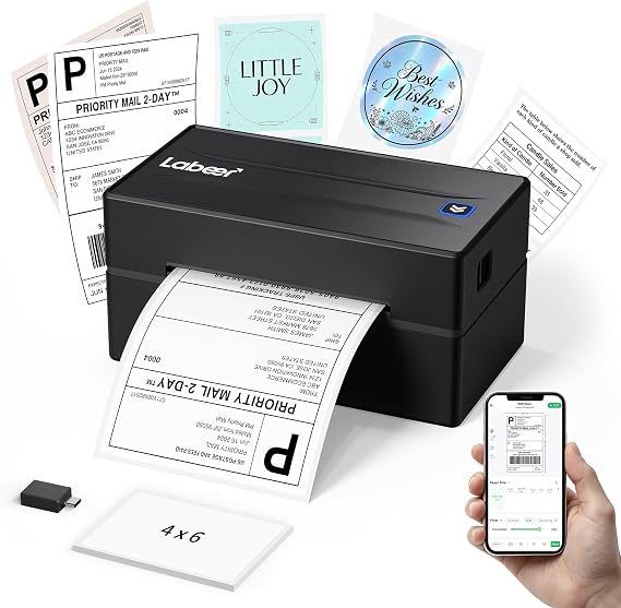 Labeer Bluetooth Thermal Shipping Label Printer, Wireless 4x6 Label Printer