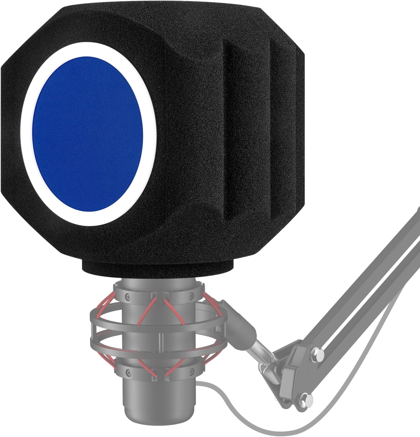 Microphone Wind Shield Pop Filter Isolation Ball, Acoustic for Record Studios Mic, Sound-Absorbing Foam Five-sided Seal Design to Effectively Reduces Noise and Reflections, black