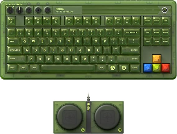 8BitDo Retro 87 mekanik klavye, RGB arka ışıklı, Bluetooth/2.4G/USB-C Hot Swappable kablosuz oyun klavyesi Windows ve Android için - Xbox Edition (resmi lisanslı) - QWERTY US klavye
