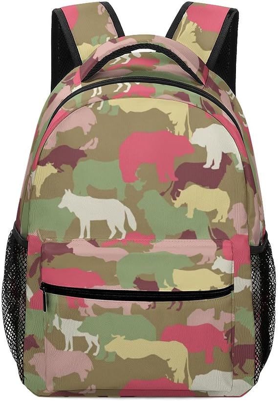 Personalized Casual Daypack Primary School Backpack Bookbag for Teens Kids Cats Camouflage