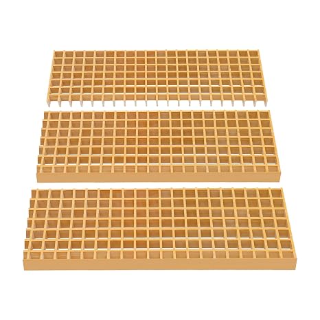 Fiberglass Molded Grating Panels, 3 Pcs Anti-Slip Floor Grating, Heavy Load Bearing Industrial Walkway Platform with Drainage for Warehouse, Trench Cover & Outdoor (31.5" x 9.5" x 1.5")