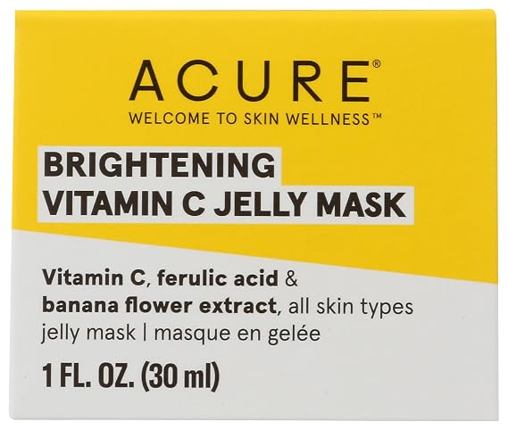 ACURE Brightening Vitamin C Jelly Mask | 100% Vegan | For A Brighter Appearance | Ferulic Acid & Banana Flower Extract | All Skin Types | 1 Oz