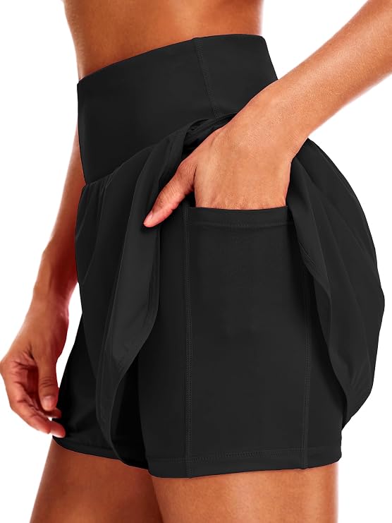 CADMUS 2 in 1 Women's 5'' Workout Athletic Gym Running Shorts for Women Phone Pockets
