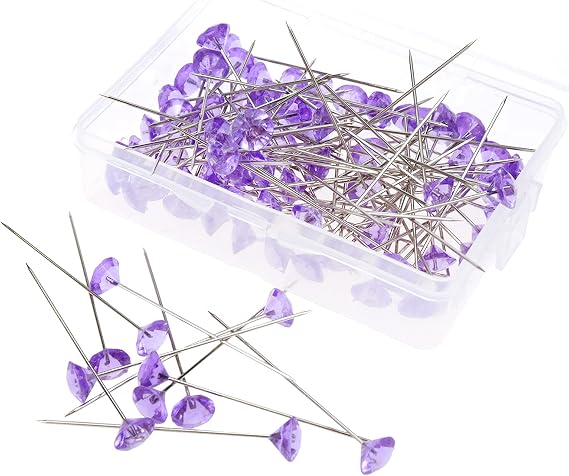 Transparent Purple Sewing Pins,50mm/1.97" Acrylic Diamond Head Pin