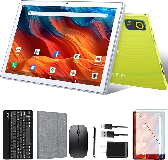 Android 14 Tablet 10.1 inch, 128GB Storage, 8GB(4+4) RAM, Octa-Core, 5G WiFi Tablet, 7000mAh Battery, BT 5.0, GPS, 13MP+8MP Camera, GMS Certified, 1TB Expandable, Tablet with Keyboard/Mouse/Case Kit