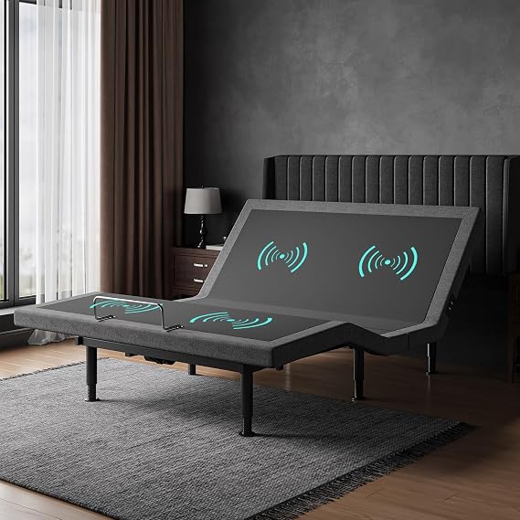 Adjustable Bed Frame Queen with Massage -Wireless Remote Electric Power Bed Foundation Under-Bed Lighting | Zero Gravity | USB PortsX2 | Height Adjustable Legs