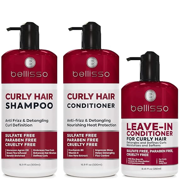BELLISSO Curly Hair Shampoo and Conditioner Set and Leave-in Conditioner for Curly Hair