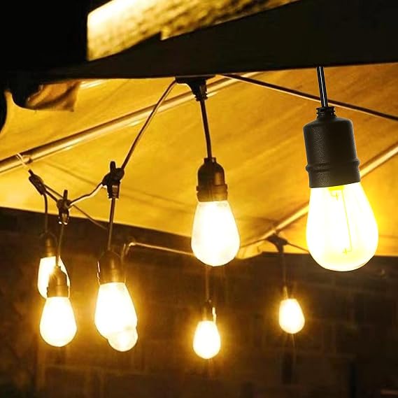 String Lights, Outdoor, Waterproof, 32.8 ft 10 m, Includes 16 LED Bulbs 1 Extra Bulb, PSE Certified, Extension Cord, Garden Light, PVC Material, Indoor/Outdoor Lighting, Connectable up to 1500W, LED Illumination Light, LED Decorative Light, Birthday Party Decoration, Wedding Decoration, Halloween, Christmas, Party Decoration 16 Bulbs of 10 m