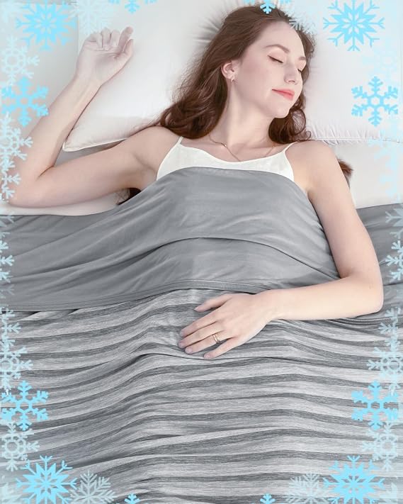 Ailemei Direct Cooling Blanket for Night Sweats,Double Sided Cold Effect,Lightweight Breathable Summer Blanket for Couch,Transfer Heat to Keep Body Cool for Hot Sleepers Menopause,127×178cm,Gray